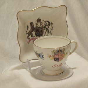 Foley Sweet Dish to Commemorate the Coronation of Queen Elizabeth II & Bonus Cup